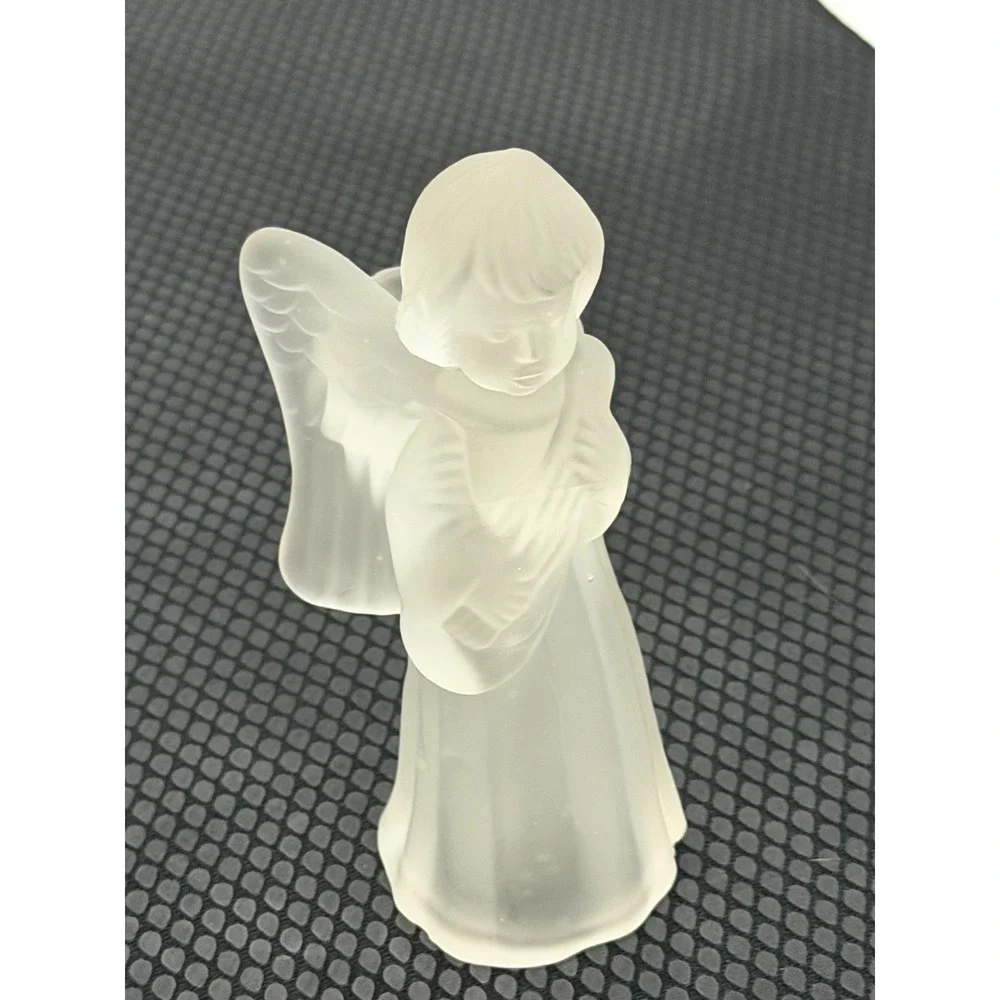 Crystal Caroling Angels Candle Holders Frosted Playing Musical Instruments Set 3